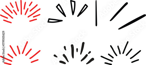 Collection of Hand-Drawn Sunburst and Starburst Graphic Elements