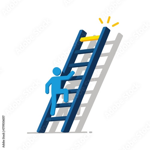 Career Ladder Climb with Success Light Concept Illustration