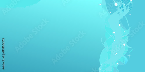 Abstract flowing aqua blue wave with sparkling light effects on a clean background
