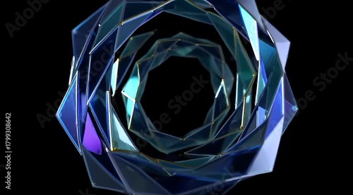 An abstract neon background featuring a fractal geometric spiral,