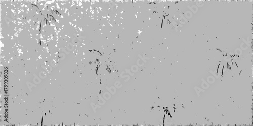 Abstract textured background with scattered dark shapes resembling palm fronds on a muted gray canvas