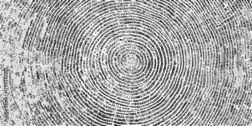 Abstract monochrome textured background with concentric circles and intricate patterns resembling ancient script or wood grain