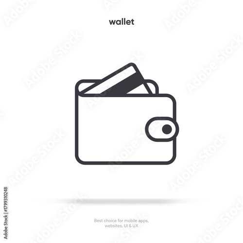 Credit card, wallet, pay, payment thin line icon on the white background. Money, pay, payment, cash operations, currency, exchange, savings, bank cards, currency, banking icons