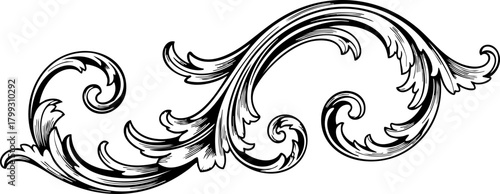 Elegant black and white flourish design adds ornate vintage charm to any creative project needing sophisticated decorative accents.