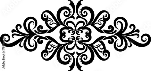 Elegant black ornate flourish adds decorative vintage flair to design projects