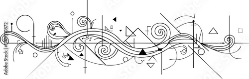 Dynamic abstract design with flowing lines and geometric shapes creating a sense of movement and modern sophistication for creative projects