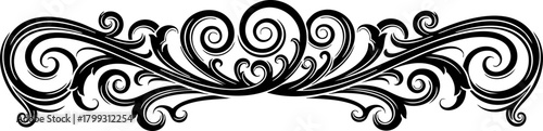 Fotografi Elegant black ornate flourish decorative element adds vintage charm and sophistication to designs, perfect for invitations, borders, and classic layouts