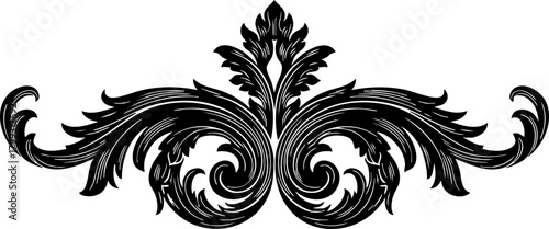Elegant black baroque flourish design adds ornate sophistication to invitations, stationery, and decorative projects.