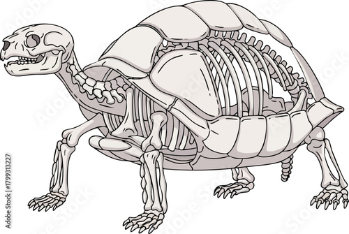 Anatomical Illustration of a Turtle Skeleton Detailed Study of Reptilian Bone Structure