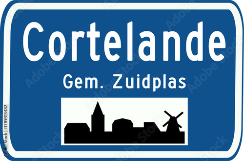 City sign of Cortelande, new village of municipality Zuidplas