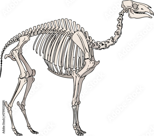 Extinct Palaeotherium Skeleton Illustration - Ancient Mammal Anatomy