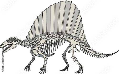 Skeletal Illustration of Dimetrodon with Prominent Sail