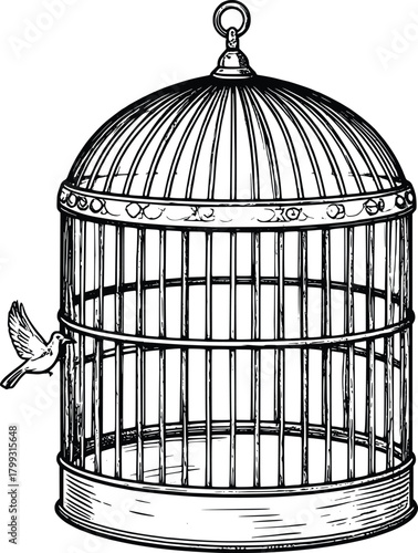 Vintage Birdcage Illustration