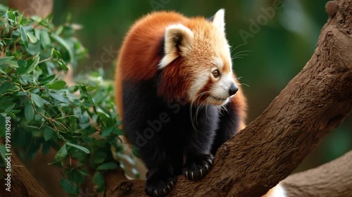 Close-up of an Adorable Red Panda on a Branch