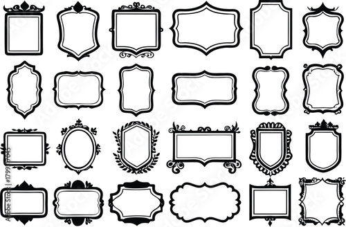 Collection of ornate decorative frames and borders, isolated on white
