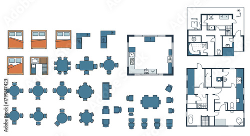 floorplan layout architectural blueprint showing furniture arrangement modern household interior design perfect for real estate advertising and home improvement projects