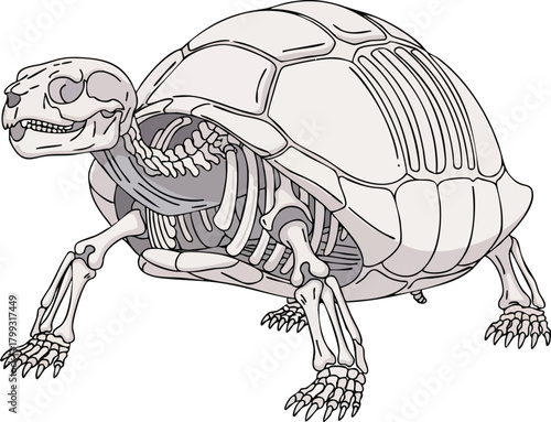 The Skeletal Structure of a Turtle A Detailed Anatomical Illustration