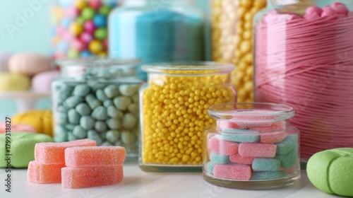 Wallpaper Mural Bright candy jars and marshmallows in colorful sweet shop Torontodigital.ca