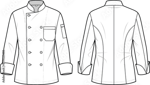 Illustration of chef coat isolated on professional kitchen uniform with long sleeves, doublebreasted closure, and practical pockets essential garment for culinary experts