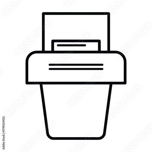 Simple outline icon of a paper shredder machine for document destruction and security concepts
