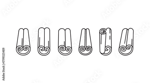 Five abstract stylized figures with swirling designs silhouette