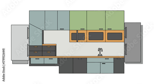 kitchen plan modern kitchen design with cabinets countertop and sink for interior design layouts and home remodeling projects