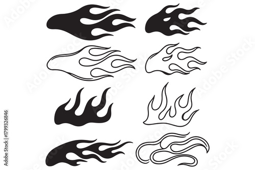 Stylized Flame Elements Collection for Hot Rods and Custom Designs