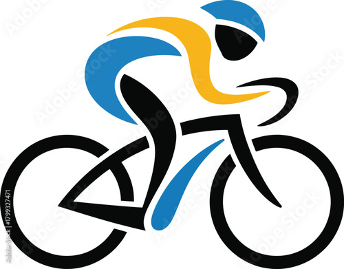 Abstract cyclist illustration in motion, professional racing sport.
