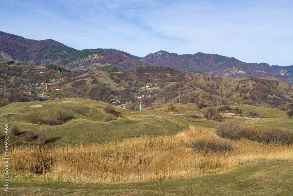 Naklejka premium Meledic Plateau, Manzalesti Village, Buzau, Romania