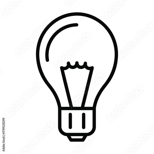Simple outline icon of a traditional incandescent light bulb representing ideas innovation and creativity