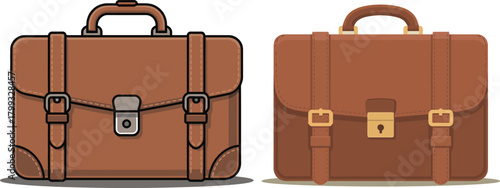 Two brown leather briefcases with classic handles and secure clasps