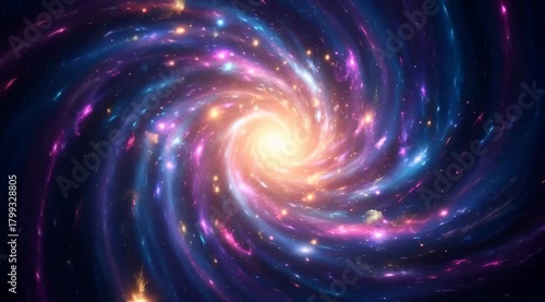 Mesmerizing Deep Space Visualization of a Swirling Galaxy Formation and Light Effects