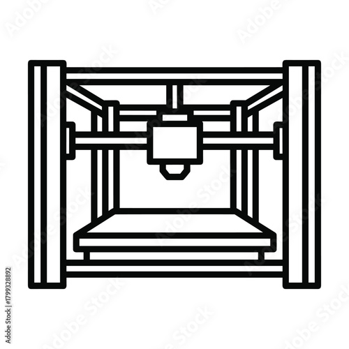 Modern 3d printer machine with intricate mechanical structure and nozzle for additive manufacturing technology