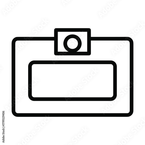 Simple outline icon representing a modern rectangular perfume bottle with a spray nozzle and a blank label area for branding