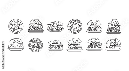 Collection of detailed vintage style silhouette icons representing various objects