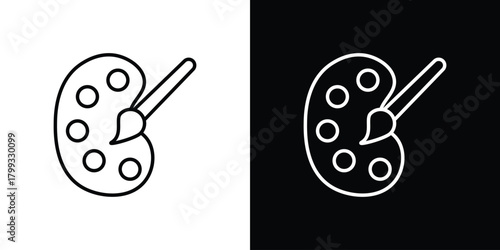 Artist color palette icon outline. Vector isolated pictogram for web