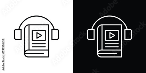 Audiobook icon outline. Vector isolated pictogram for web