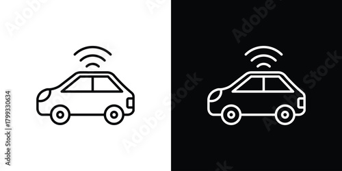 Autonomous car icon outline. Vector isolated pictogram for web