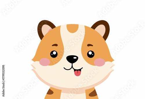 Adorable Cartoon Illustration of a Happy Brown and White Dog with Cute Facial Expression