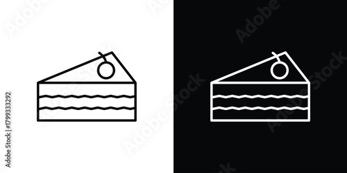 Cake piece icon outline. Vector isolated pictogram for web