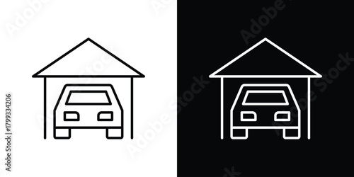 Car garage icon outline. Vector isolated pictogram for web