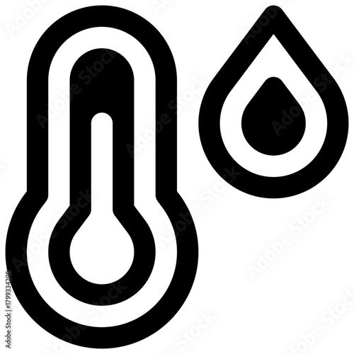 Heatwave. Outlined stroke vector icon with black-filled details.