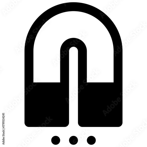 Strong magnetic field. Outlined stroke vector icon with black-filled details.