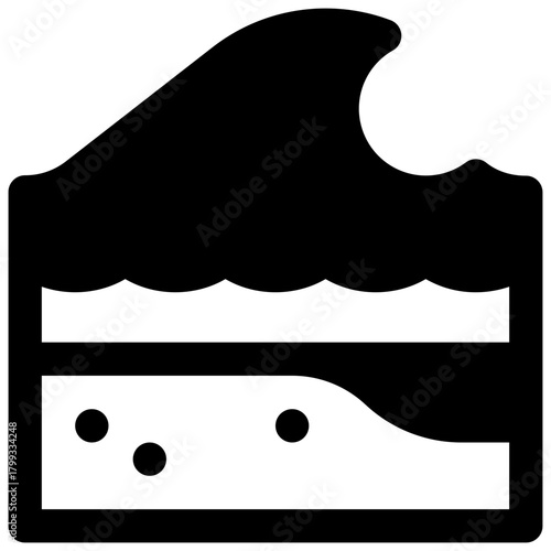 Tsunami. Outlined stroke vector icon with black-filled details.