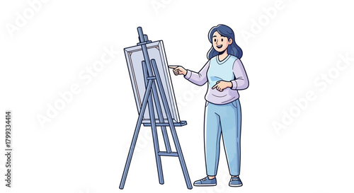 Artist at Work A Woman Painting on Canvas.