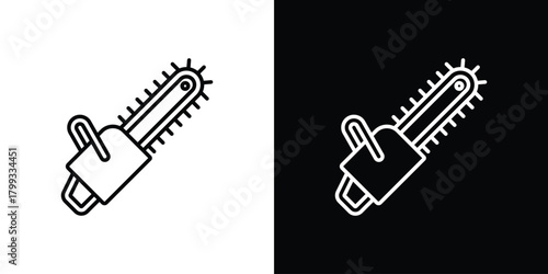 Chainsaw icon outline. Vector isolated pictogram for web