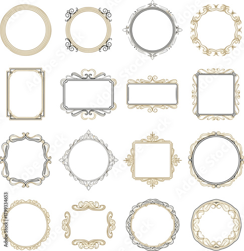 Create a kinds of deferent Luxurious simple frame vector icon illustration material Luxurious simple frame vector icon illustration material vector art with white background..