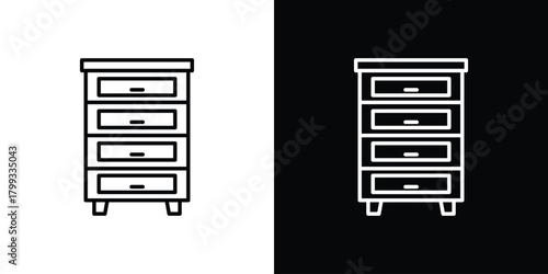 Chest of drawers icon outline. Vector isolated pictogram for web