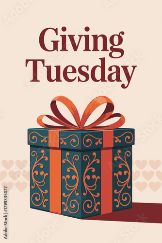 Giving Tuesday Donation Box with Gift Wrap and Ribbon
