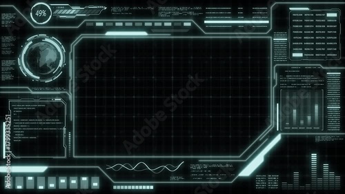 Digital HUD futuristic background motion graphic element cyber generated. Future technology interface data sci-fi display screen. Artificial intelligent analytic simulation, loop able video background